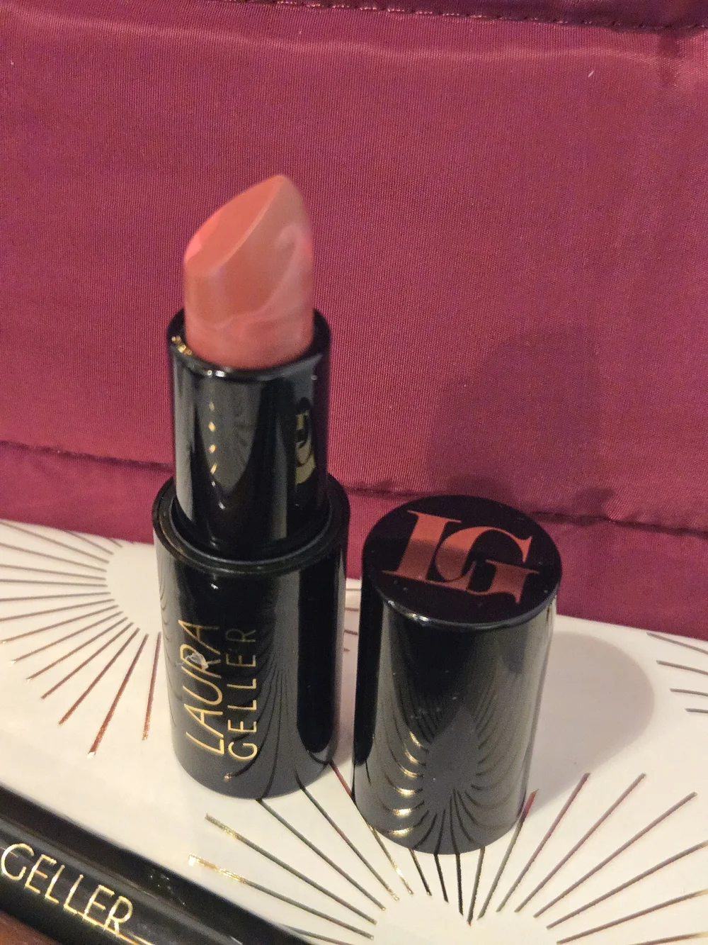 Laura Geller Makeup Bundle With Wine Quilted Cosmetic Pouch.